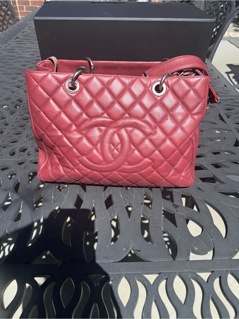 Chanel Large Burgundy Quilted Shopper Tote